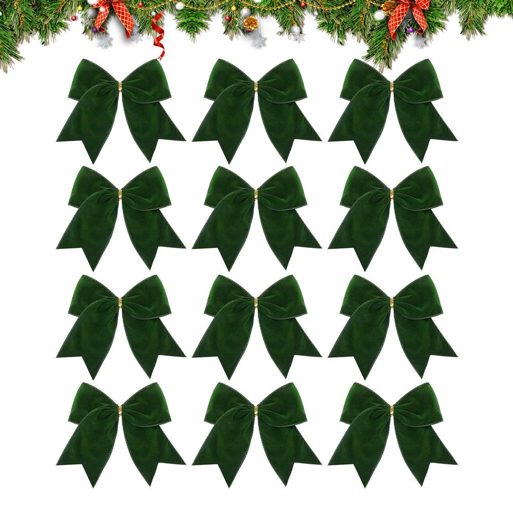 12 Stück 6-Zoll Samt Weihnachts Schleifen Feiertags Anhänger Weihnachtsbaum Schleifen Ornamente Für DIY Basteln Hochzeitskranz Süßigkeitstüte