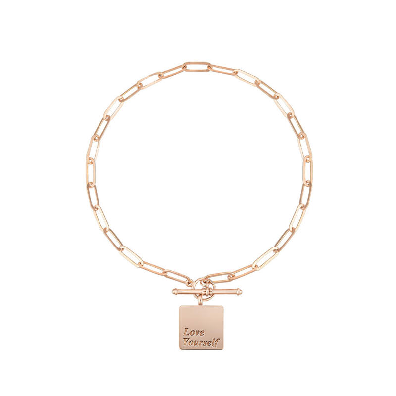 

14K Gold Square Dangle Chain Bracelet BB03003 Pink Gold