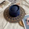 Cappello di paglia intrecciata con fiore per donna da viaggio per la spiaggia per le vacanze, cappello parasole da viaggio, cappello da spiaggia