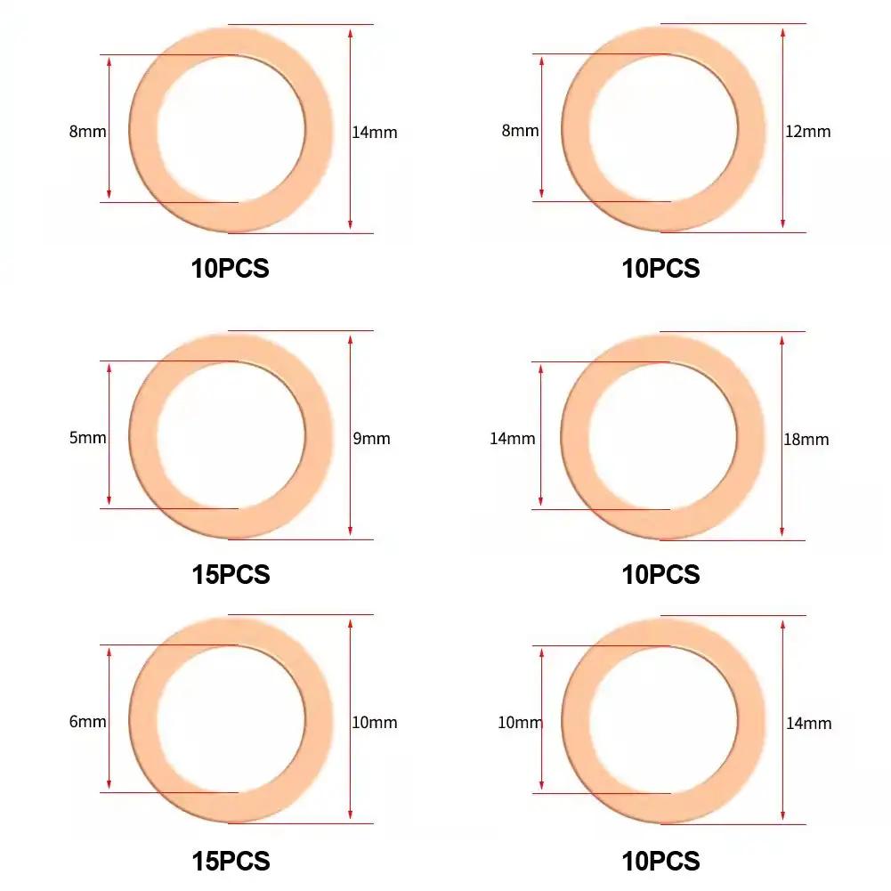 100Pcs Washer Copper Sealing Solid Gasket Washer Sump Plug Oil for Boat Crush Flat Seal Ring Tool