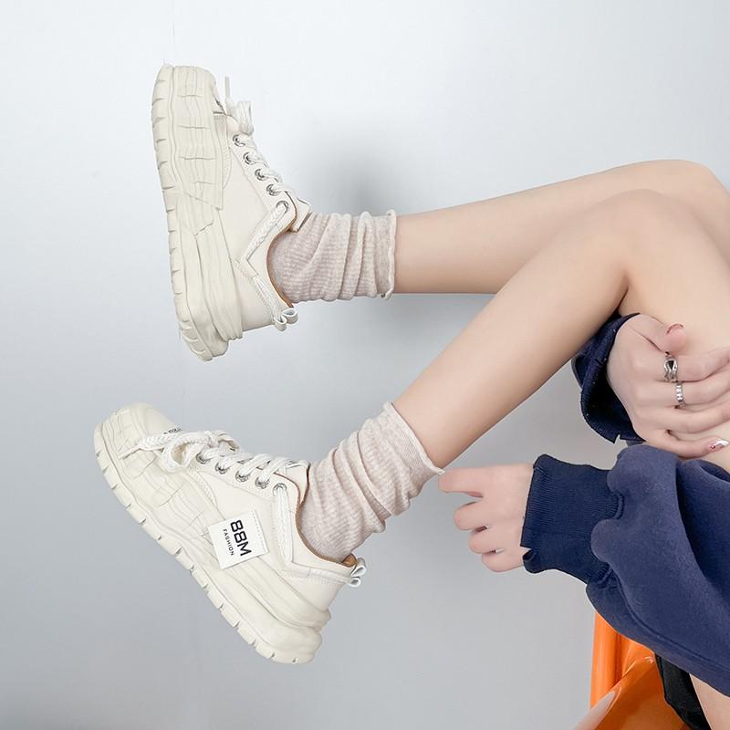 New Model Shoes for Women Thick Sole Adds Height Vulcanized Casual Shoes Anti-slip and Wear-resistant Casual Sports Shoes