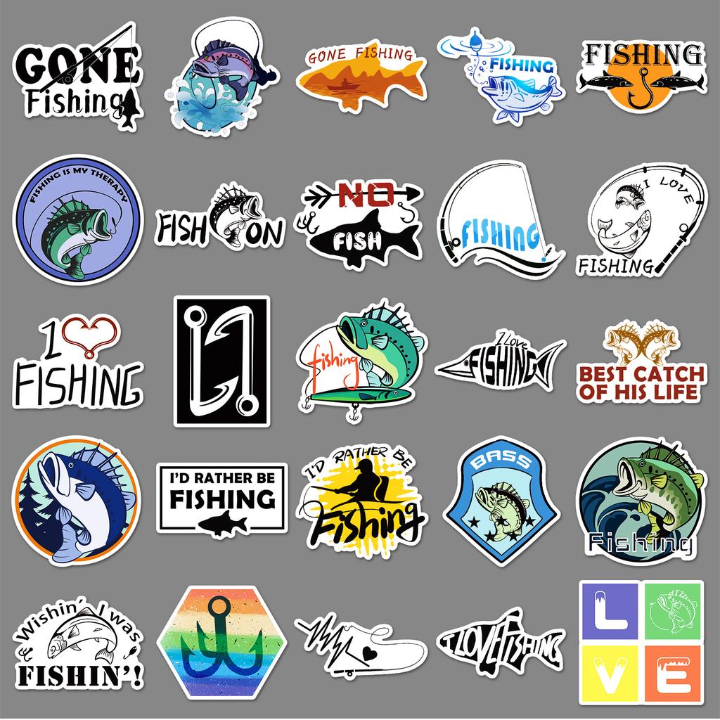 50 Fishing Graffiti Stickers Personalized Cartoon Outdoor Decoration Water Cup Suitcase Fishing Box Stickers