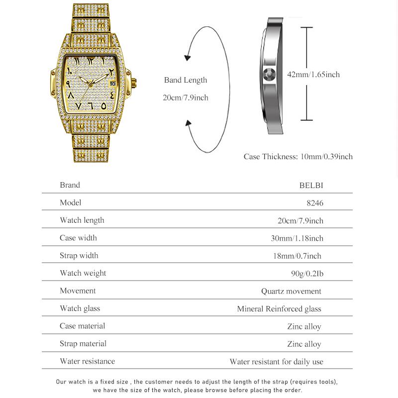 Womens Diamond Watch Tonneau Barrel-Shaped Luxury Quartz Wristwatch Bling Crystal Dress Watch Arabic Numerals Waterproof