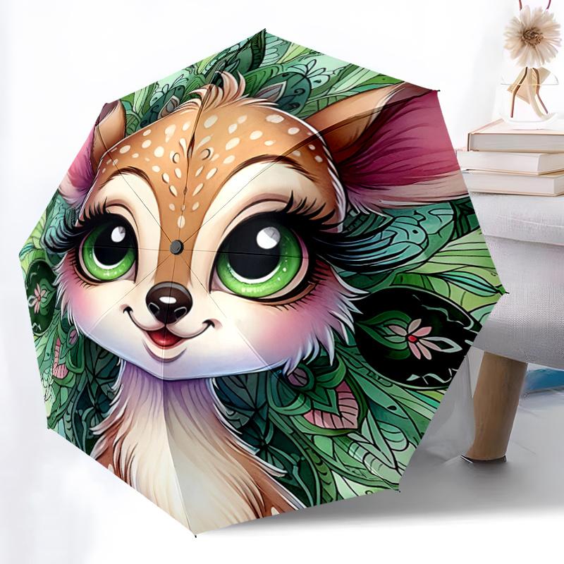 1pc Forest Friends Festival Umbrella, Auto-Open Close Gear with Foldable Design, Perfect for Fans, Travelers, Everyday Use - Ideal Gift!C005