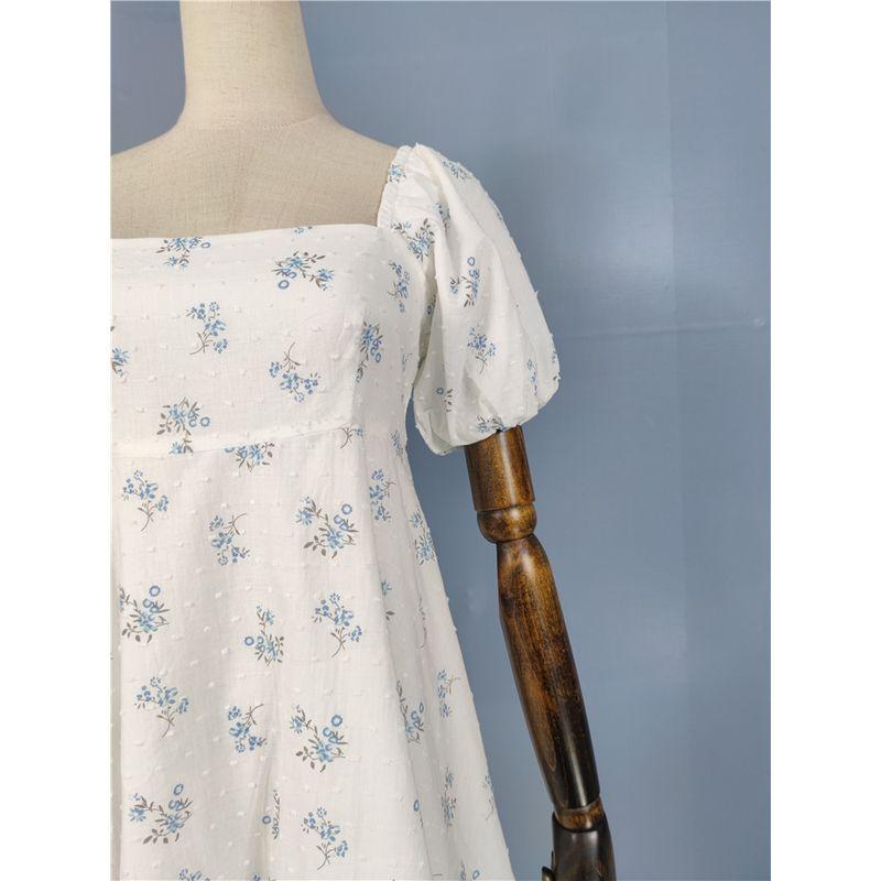 Export Summer New Arrival 2025 Exquisite Print Puff Short Sleeve A- Shaped Small Elegance Fashionable All-Matching Dress