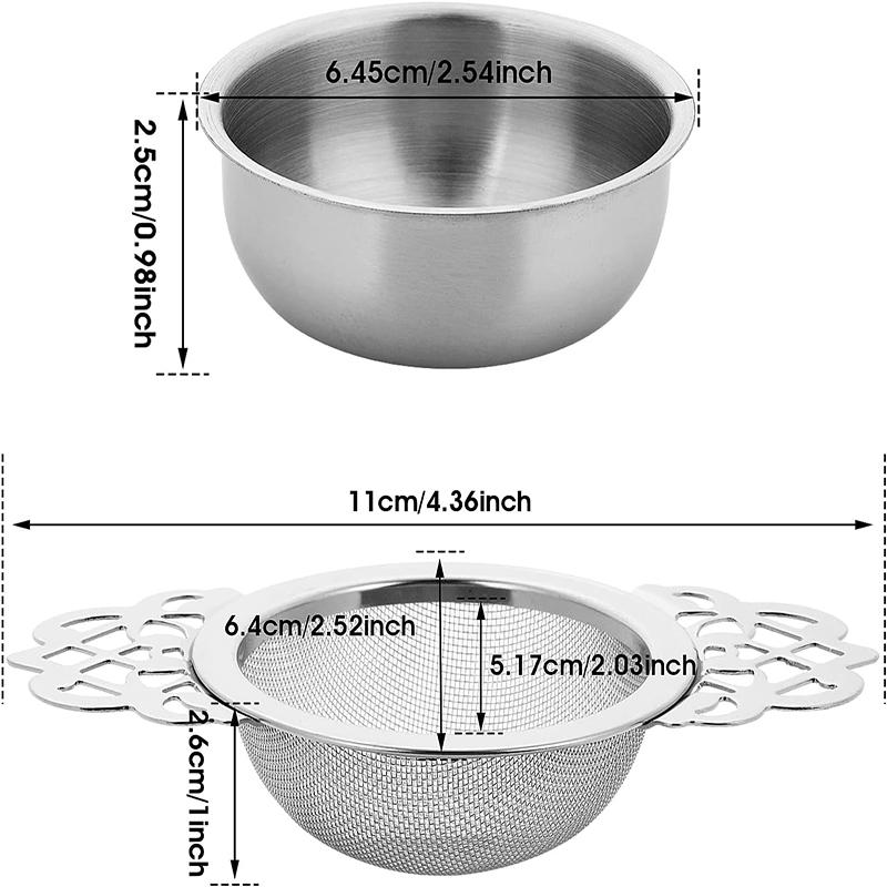 Stainless Steel Tea Infuser Double-layer Fine Mesh Tea Strainer Tea Leaf Strainer with Drip Bowls Tea Leaf Filter Tea Set Tool
