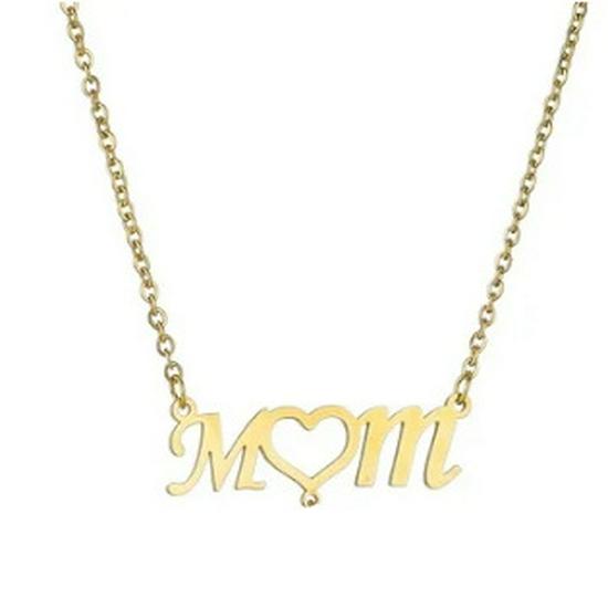 Diamond-Inlaid "MOM" Engraved Necklace with Personalized Paw Print Pendant