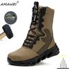 Men Work Boots Steel Toe Shoes Safety Boots Puncture-Proof Protective Shoes Indestructible High Top Sneakers Anti-slip Breathabl