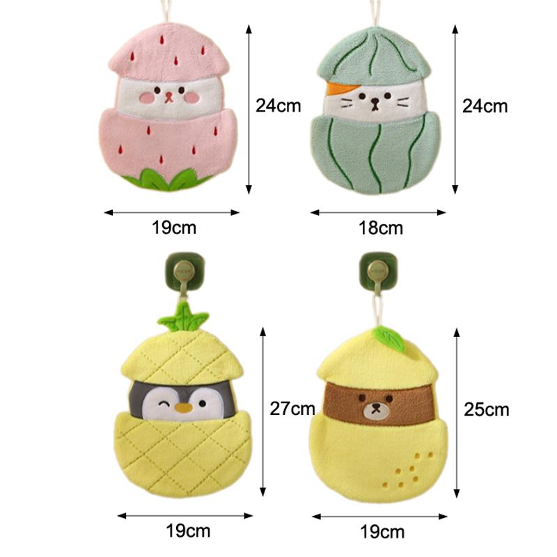 Cartoon Fruit Animal Hand Towel Hanging Coral Fleece Small Towel Children'S Hand Towel Soft And Absorbent