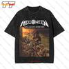 Helloween Walls Of Jericho Albumomslag Metal Musikkband Vintage Oversized T-skjorte G3ct