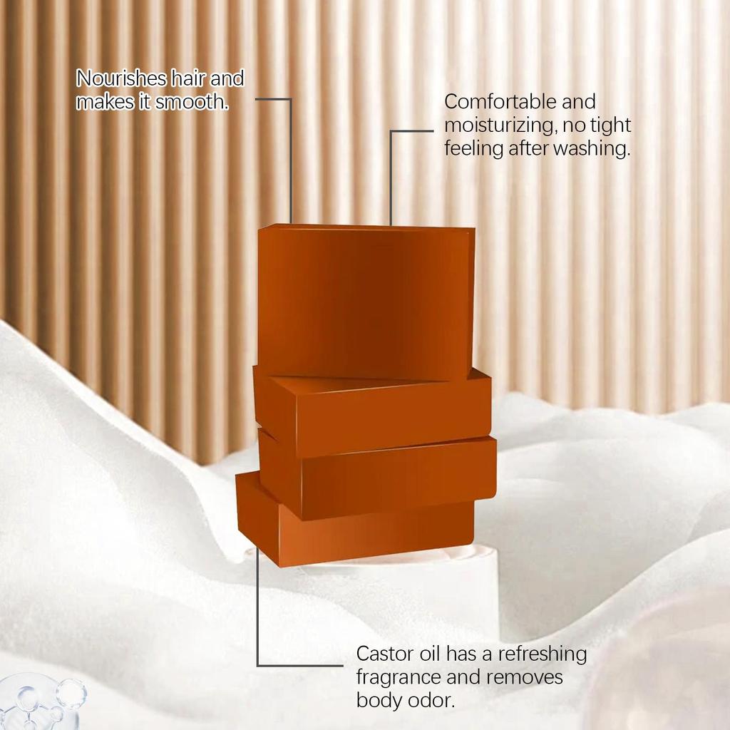 Castor Oil Nourishing Soap Bar – pH-Balanced Gentle Cleanser for Face & Body – 120g (4 x 30g Travel-Sized Bars)