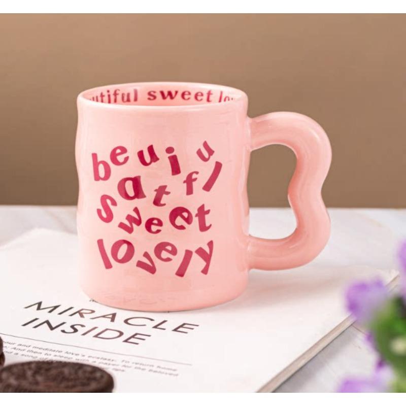 Creative English letter ceramic mug, water cup, household milk cup, daily coffee cup, high-end cup, gift giving
