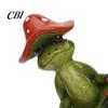 Dekorative Pilzstatue Yoga-Frosch-Figur, Kreative Harzstatue, Niedliche Sitzende Lustige Schreibtischdekorationen Grünes Ornament für Zuhause Büro Regal