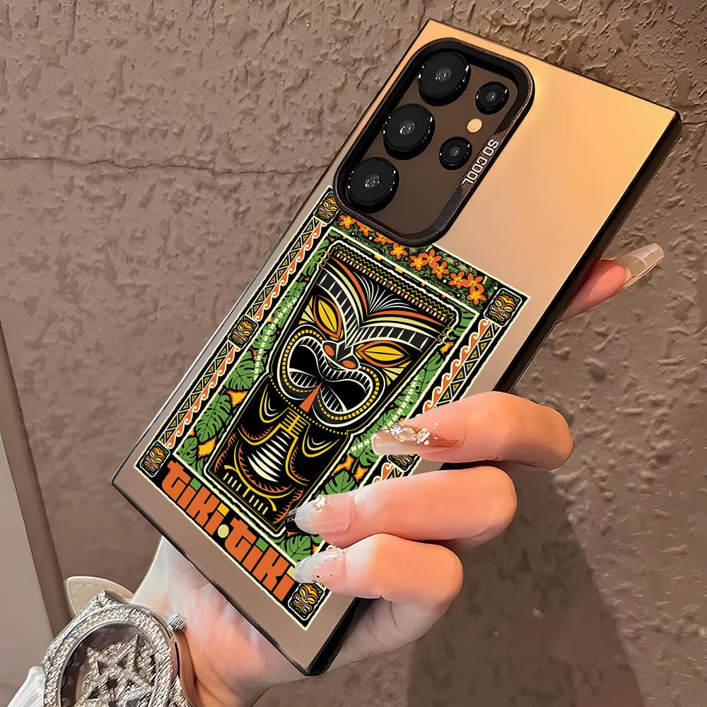 Horro Tribal Tiki Phone Case For Samsung Galaxy S25 Edge S24 S23 S22 S21 S20 Ultra Funda Silicone Silver Cover