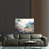 Chinese Landscape Tapestry, Misty Mountains And Colorful Flowers, Traditional Scenery Wall Hanging For Living Room