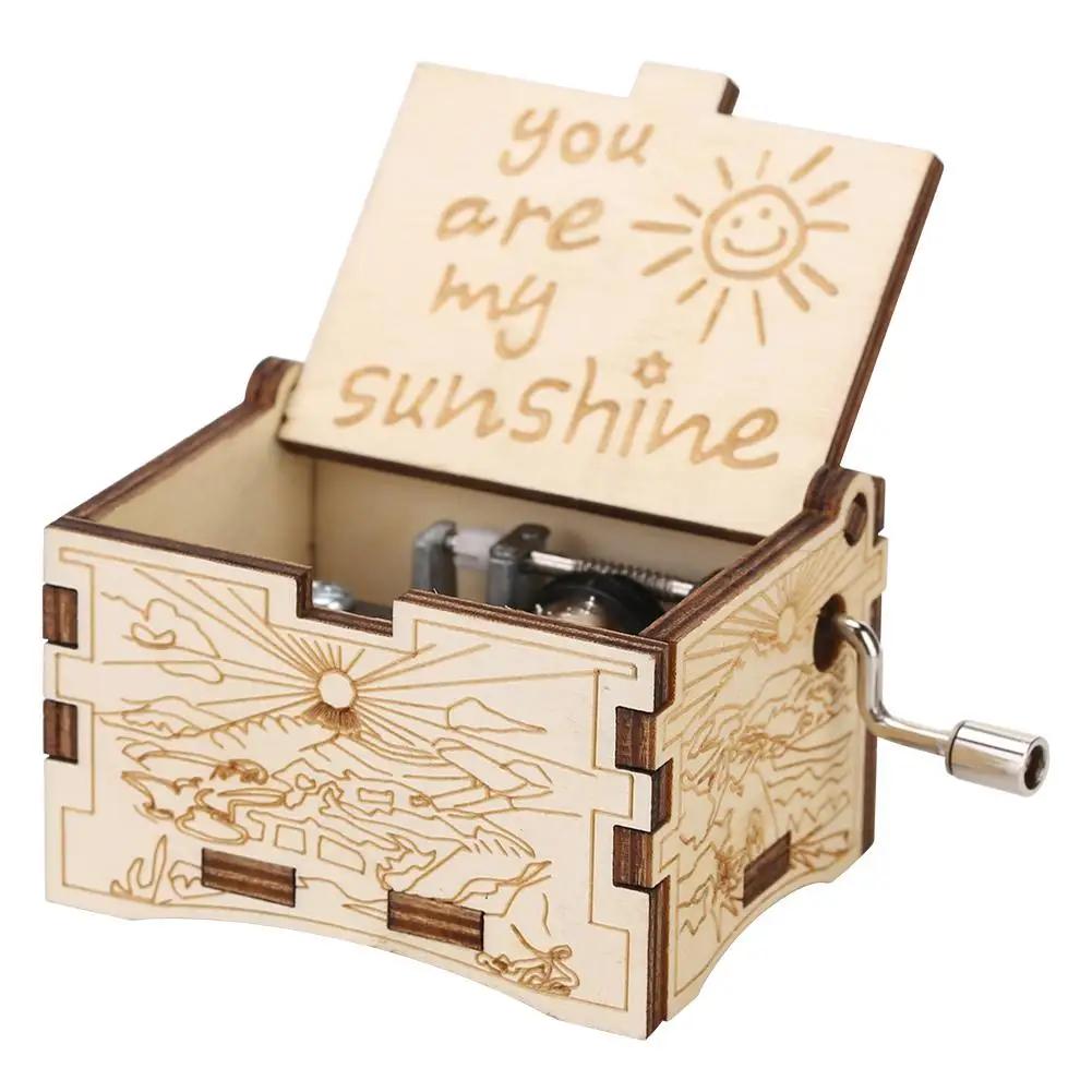 Wooden Hand Crank Music Box Bohemian Rhapsody Theme You Are My Sunshine Music Box Musica Theme Birthday Christmas Gift
