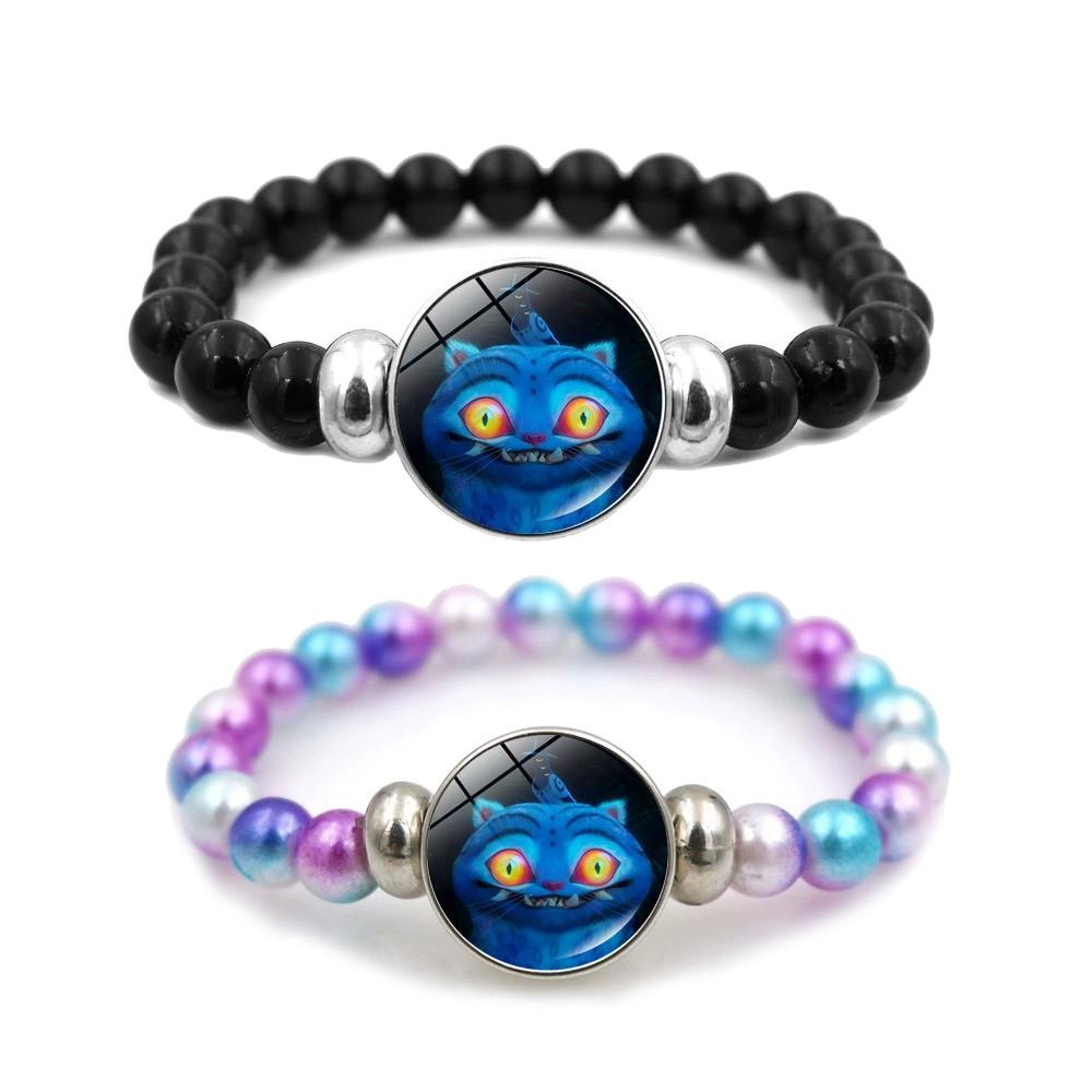 Demon Hunters Couple Bracelets 2pcs Set, Lovers Beaded String Bracelet, Cute Anime Fashion Accessory Gift for Girls Boys