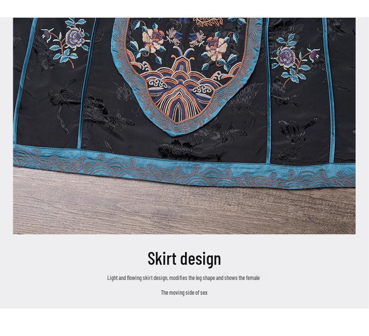 2025 Ethnic Style Women's Chinese Retro A-line Long Skirt with Heavy Embroidery