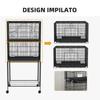 Steel and PP Bird Cage, Stacked Design with Perches, Swings and Ladders, 77x46x164 Cm, Black