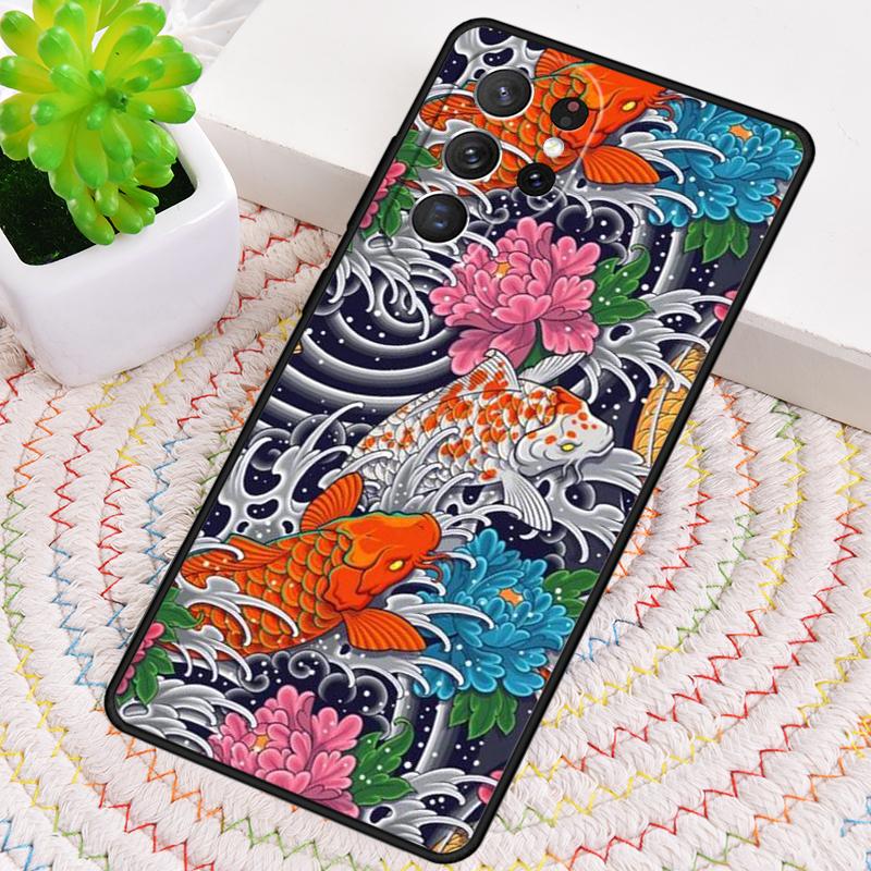 Japanisches Tattoo Fisch Silikon Handyhülle Für Samsung Galaxy note 10 pro S26 S25 S24 S23 S22 S21 Plus S25Ultra Capa Cover