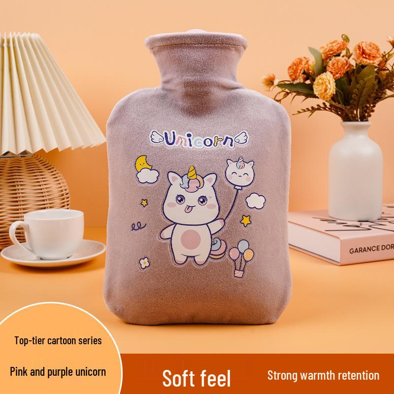 Kaqikete Cute Cartoon Plush Refillable Winter Hot Water Bottle & Hand Warmer