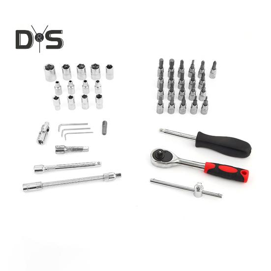 46Pcs Car Wrench Kit Strong Torque Wrenches Auto Repair Tools for Cars Bicycles Motorcycles Drive Sockets Hexagonal Kits for PH SL PZ HEX T-Drill