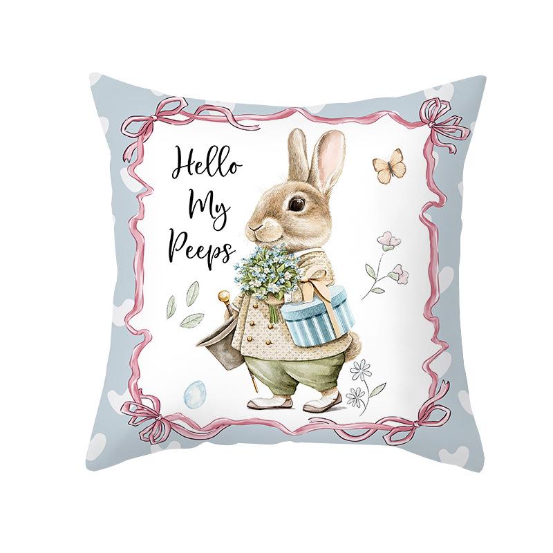 

New Easter Pillow Cover Rabbit Egg Print Sofa Pillow Cover Home Bedroom Cushion Cover 45 * 45Cm (without pillow core)