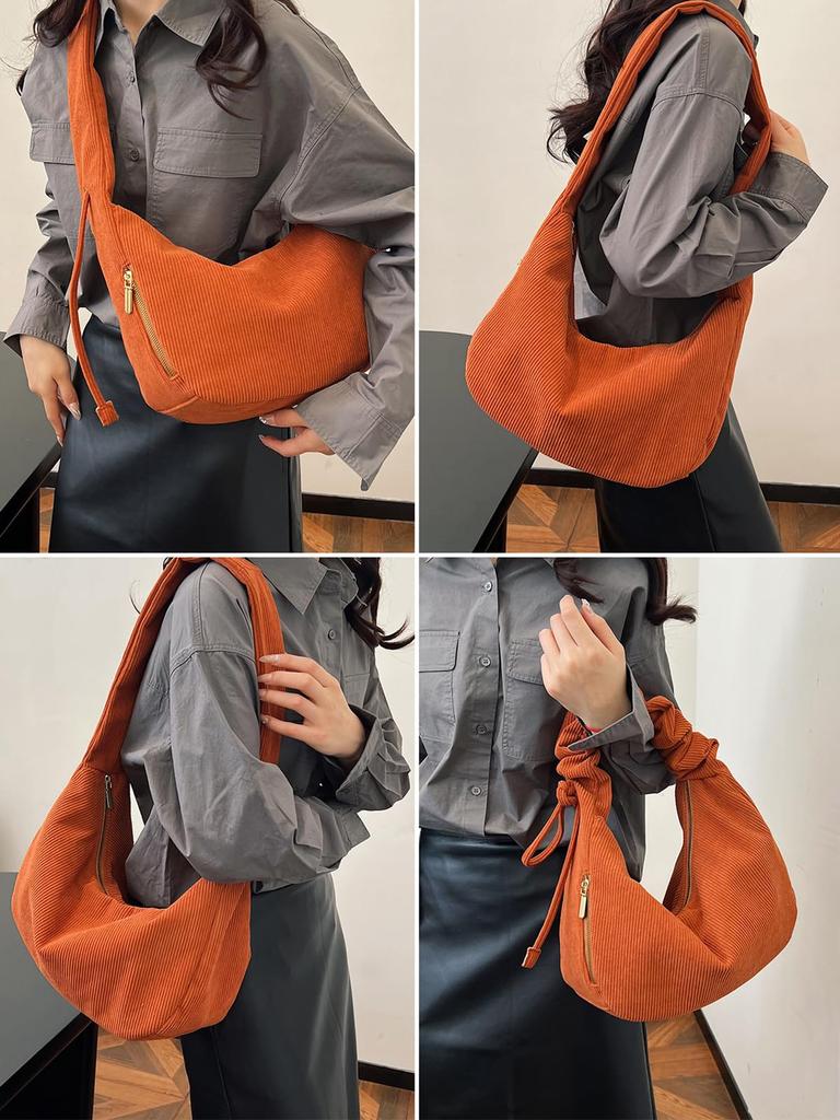 Shoulder Bag for Shoulder Tote for Adjustable Shoulder Strap [Tuten] Women, Bag, Bag, Corduroy, Soft, Handbag, Plain, Simple, Handheld, Cute,