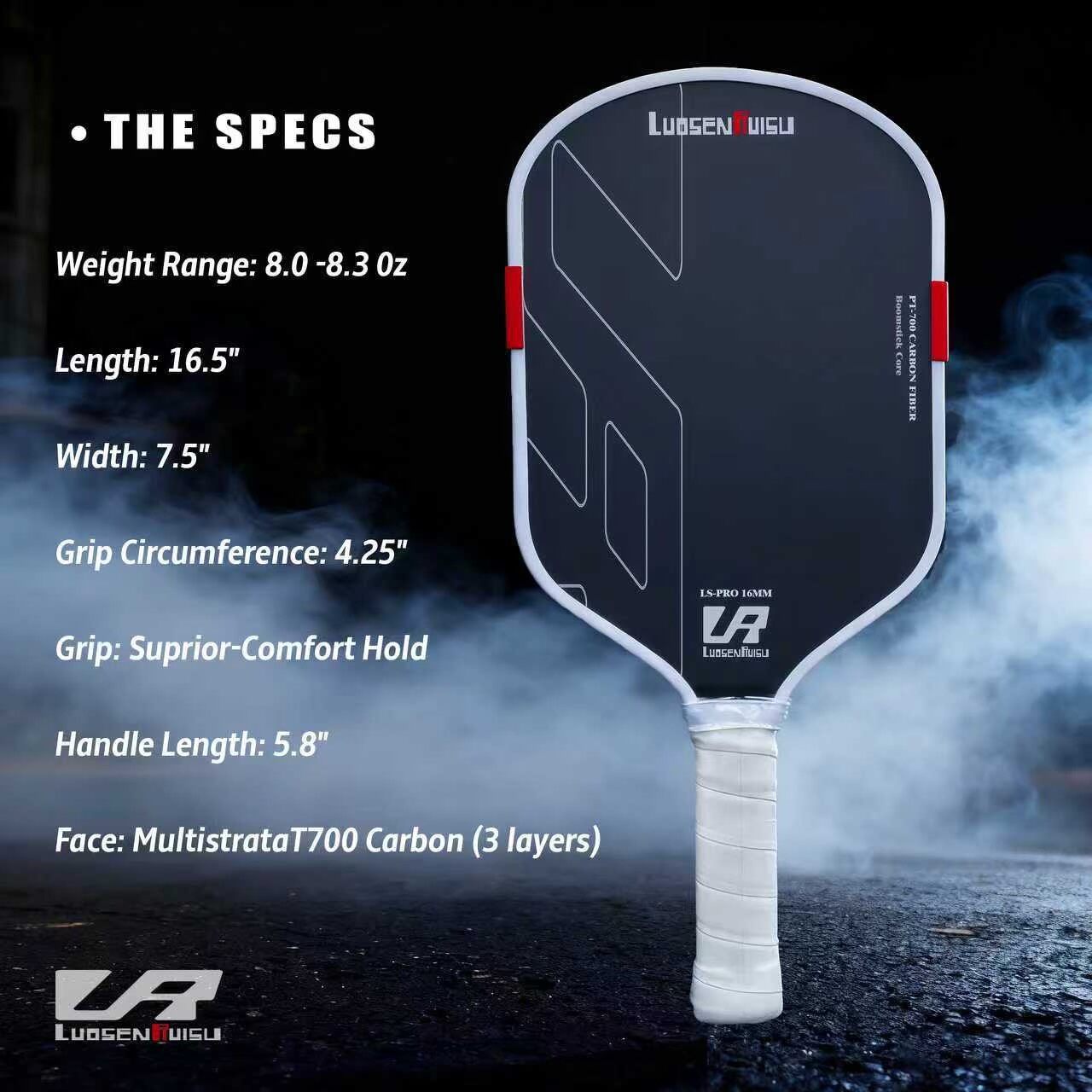 Pickleball racket, T700 carbon fiber 3-layer cloth surface, 16mm thick как