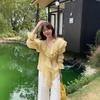 Plus Size Stylish Ruffle Long Sleeve Sun Protection Shirt for Women - Age-Reducing Spring/Summer Top