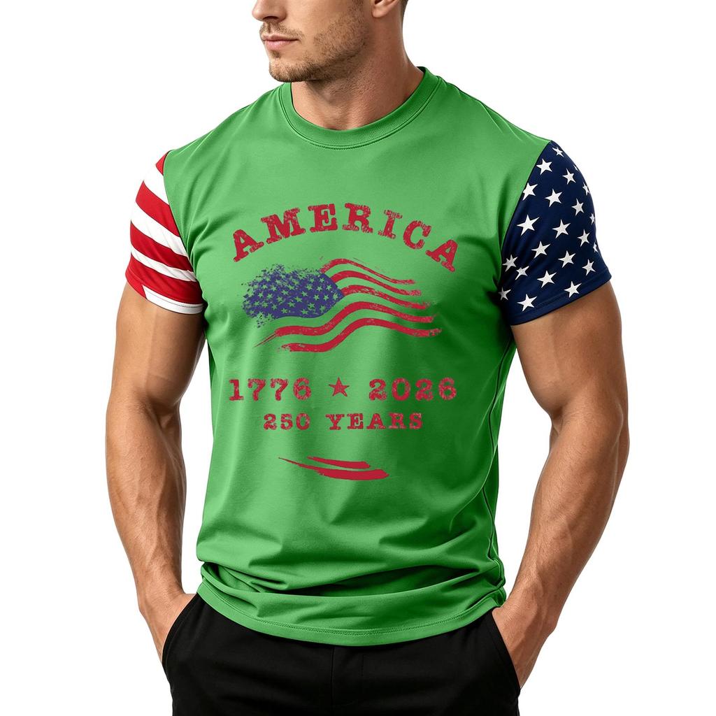 T-shirt da uomo a maniche corte con stampa bandiera Giorno dell'Indipendenza, vestibilità ampia, casual estiva, top per tutti i giorni, stile americano, maglietta grafica patriottica