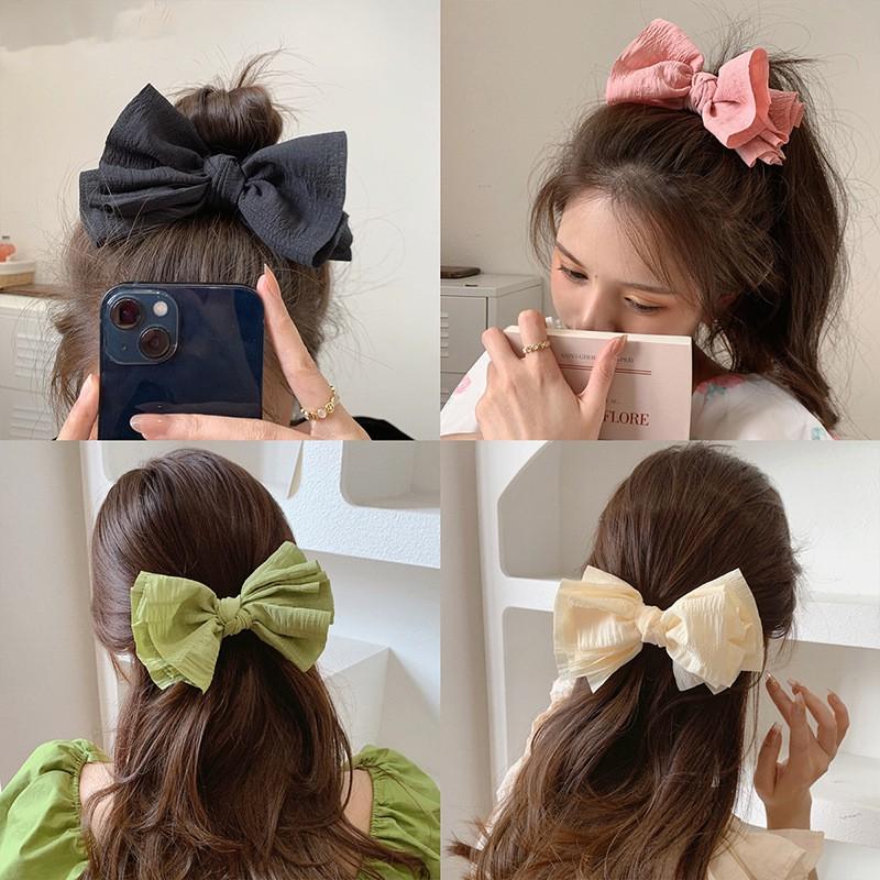 Handmade Fabric Ruched Bow Hair Clip Women Accessory Korean Style Top Side Pin
