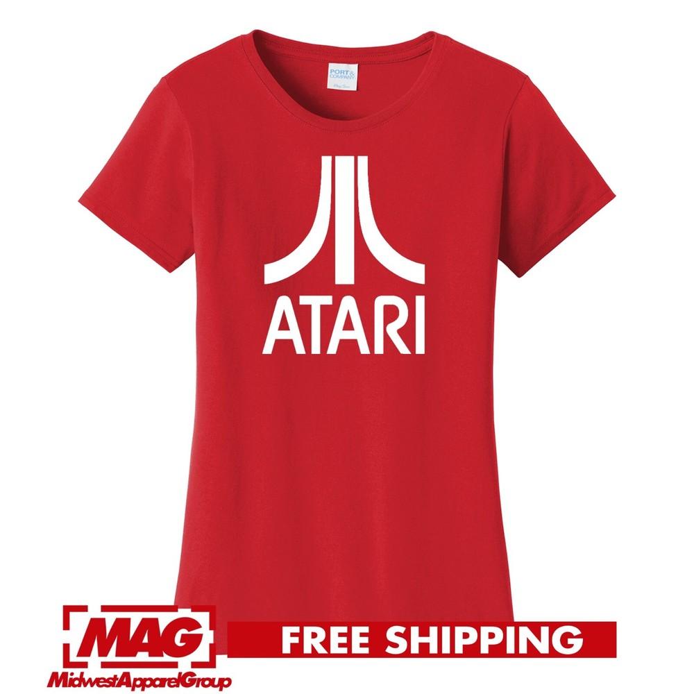 ATARI CLASSIC RED LADIES T-SHIRT Logo Vintage Videogame Retro Gaming Game Tee Unisex T-Shirt L