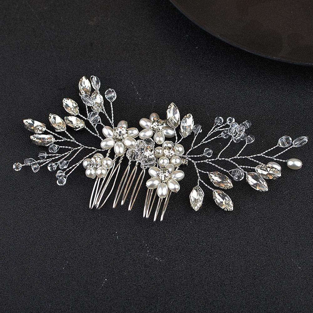 

Flower Bridal Hair Accessories Rhinestone Headpiece Luxury Bridesmaid Jewelry Party серебряный