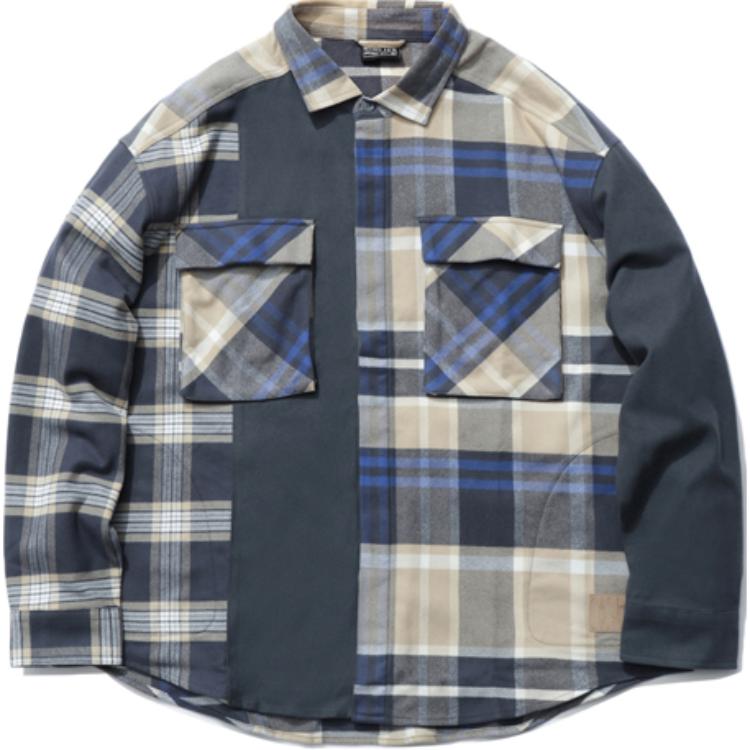 Li Ning Badfive Shirt Men s Gray Blue Plaid ASHR041-1 S