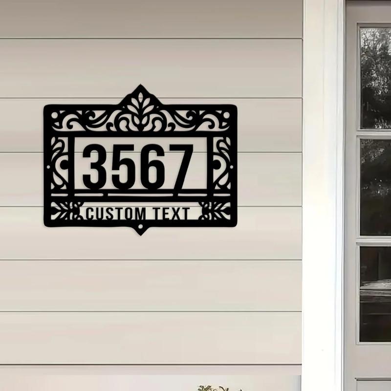 Stylish Personalized Metal Address Plaque, Modern House Numbers Sign for Outside Decor & Front Door