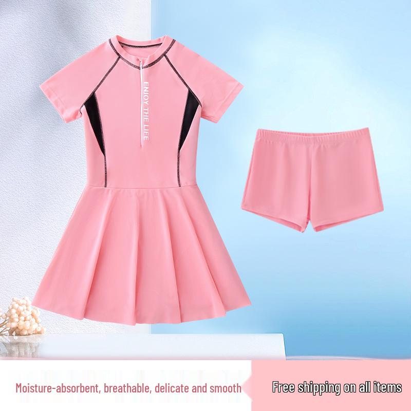 

Новый слитный купальник для девочек: Стильный, консервативный дизайн с подходящей шапочкой для плавания и очками XL (25-35 jin)