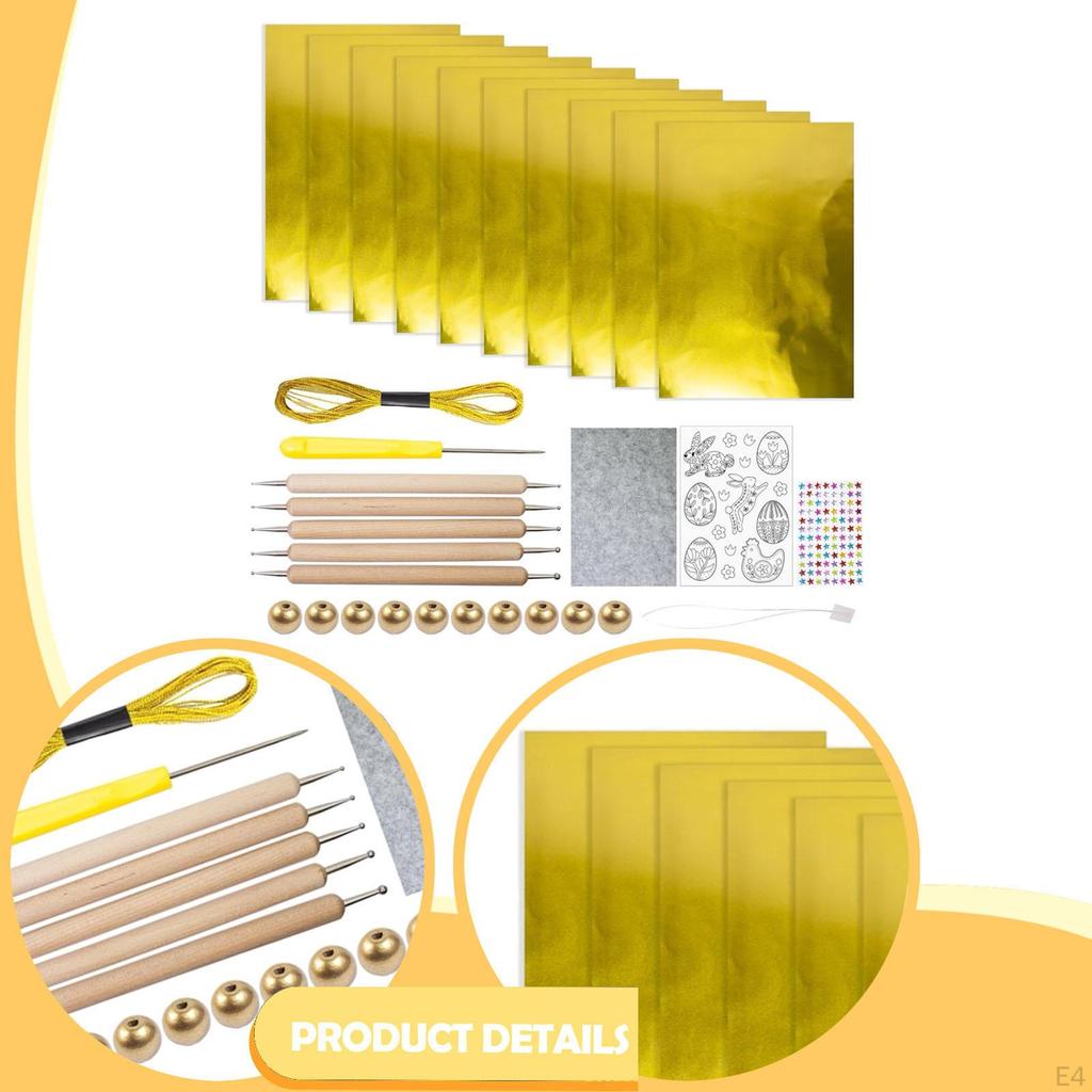 Präglad Folie Konstkit Aluminiumplåtar Tjocka med Påsktema Mönsterplåt Hantverk DIY