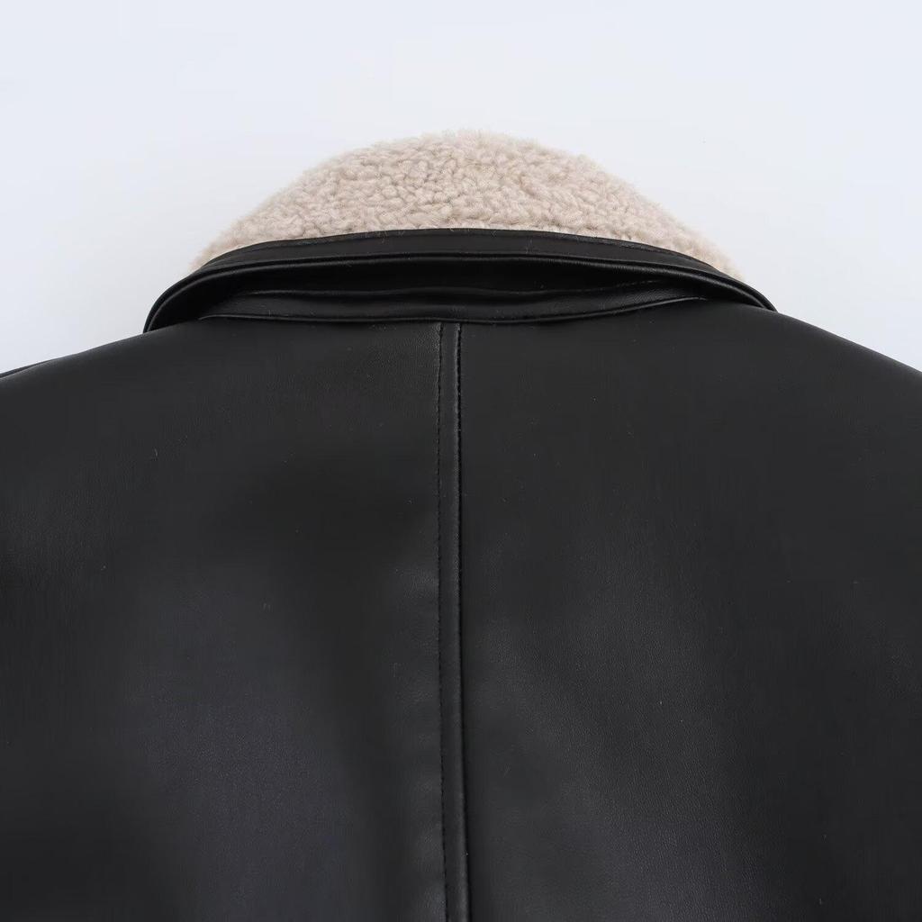 2024 Winter Women's Double-Sided Overcoat with European & American Style, Turn-Down Collar, and Long Sleeves