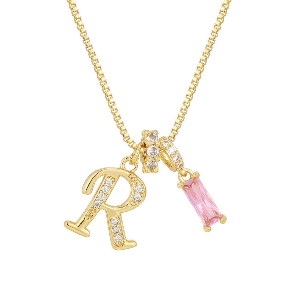 Kreuz Trend Rosa Diamant Schlüsselbein Halskette: Personalisierter 26-Buchstaben-Anhänger im Europäischen & Amerikanischen Mode-Stil