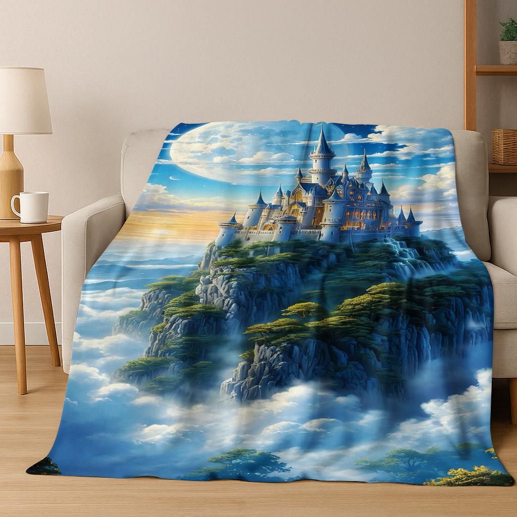 Medieval Dream Castle Flannel Blanket Soft Warm Blanket for Bedroom Living Room Bed Travel Camping Picnic Gift
