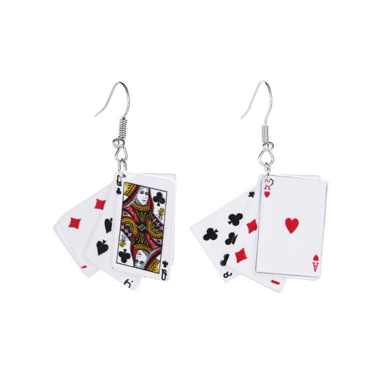 Punk Rhinestone Playing Card Pendant Necklace, Unisex Fashion Jewelry