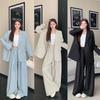 2026 Vår Linne-känsla Plus Size Dam Smalande Kostymset
