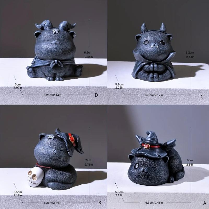 Resins Magics Cats Figurine Halloweens Decoration for Shelf Desktop Spookys Home Ornament