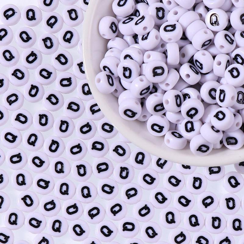 100/Bag Diy Black And White English Acrylic Letter Beads Handmade Bracelets Necklaces Beaded Accessories