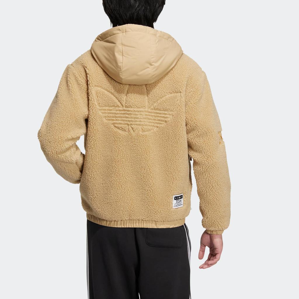 Adidas Originals Mc Sherpa Jacket With Logo Embroidery And Print Zip Hoodie Unisex Outerwear Yellow HS2006