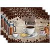 4pcs/6pcs Vintage Coffee Bean Cup Latte Tea Coffee Time Placemats Seasonal Everyday Holiday Decor for Home Kitchen Restaurant Party Indoor Outdoor