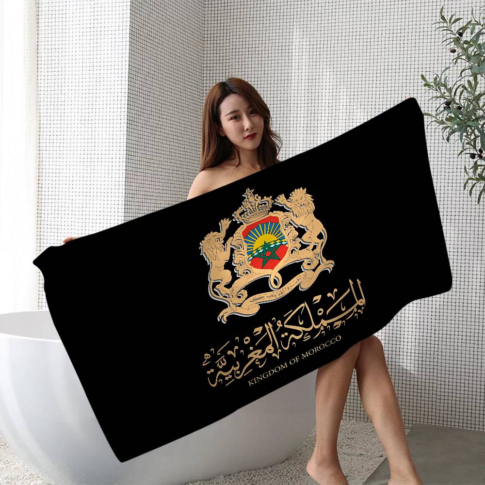 Morocco Map Flag Microfiber Beach Towel Absorbent Quick Dry Soft Yoga Swimming Resort Mountain Climbing Towel