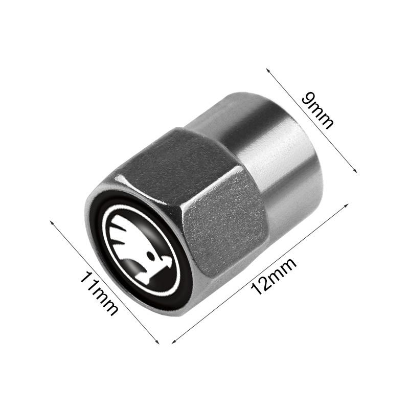 4pcs Car Wheel Tire Valve Caps Stem Case For Skoda Octavia Fabia Rapid Yeti Superb Kamiq S Kodiaq Roomster Scala Auto Accessorie
