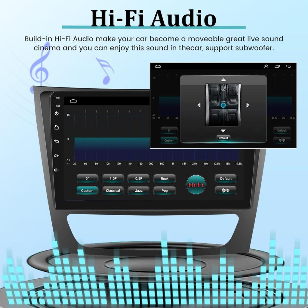 9 Inch Android Car Radio for Mercedes E Class W211 2005-2008 - CarPlay, Android Auto, WiFi, GPS, Backup Camera